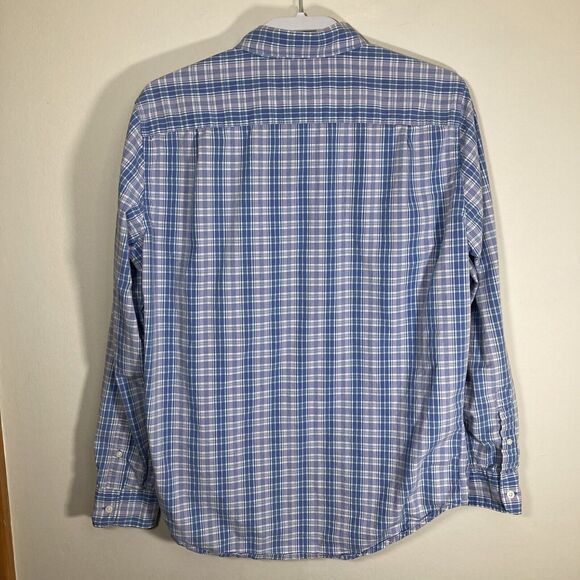American Eagle Shirt Mens M Blue Lavender Button Down Plaid Long Sleeve Preppy - Picture 7 of 12
